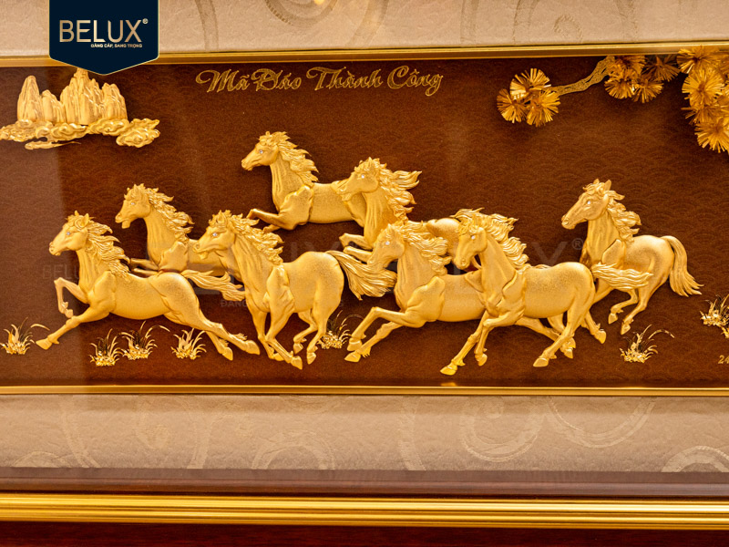 Tranh Mã Đáo Thành Công Mạ Vàng 24k Mẫu 7